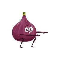 desenho animado figos fruta personagem fazendo agachamentos exercício vetor