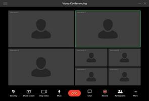 Video chamada interface, conectados conferência tela vetor