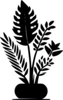 plantas - Preto e branco isolado ícone - vetor ilustração