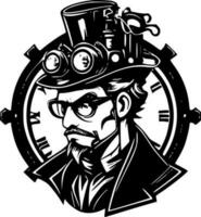 steampunk - Preto e branco isolado ícone - vetor ilustração