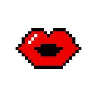 vermelho lábios pixel arte vetor