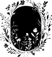 floral quadro, Armação - minimalista e plano logotipo - vetor ilustração