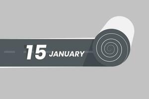 janeiro 15 calendário ícone rolando dentro a estrada. 15 janeiro encontro mês ícone vetor ilustrador.