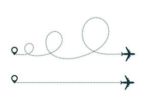avião silhueta ícone com pontilhado linha caminho. vetor
