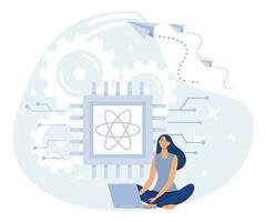 Inovativa em formação tecnologia conceito, quantum Informática, computador Ciência, máquina aprendizado, plano vetor moderno ilustração