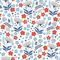floral desatado padronizar. fofa botânico imprimir, florescendo verão Prado ilustração com flores em branco fundo. ótimo para berçário projeto, têxtil, tecido vetor