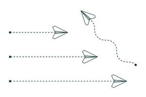 papel origami aviões com pontilhado caminho ícones. vetor