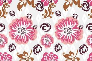 ikat floral paisley bordado em branco plano de fundo.ikat étnico oriental desatado padronizar tradicional.asteca estilo abstrato vetor ilustração.design para textura,tecido,vestuário,embrulho,decoração.