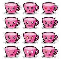 Rosa copo do chá personagem mascote ilustração vetor