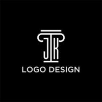 jk monograma inicial logotipo com pilar forma ícone Projeto vetor