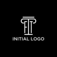 ft monograma inicial logotipo com pilar forma ícone Projeto vetor