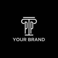 pp monograma inicial logotipo com pilar forma ícone Projeto vetor