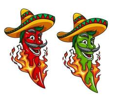 desenho animado mexicano Pimenta jalapeno ou Pimenta Pimenta mascote vetor