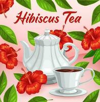 hibisco flor chá xícara, ervas sabor beber vetor