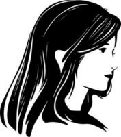 mulher - Preto e branco isolado ícone - vetor ilustração