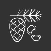 ícone branco de giz de pólen de cedro e pinheiro em fundo preto vetor