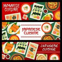 japonês Comida Japão cozinha desenho animado vetor faixas