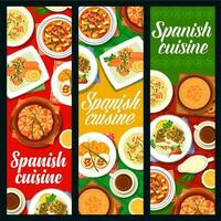 espanhol comida, Espanha cozinha pratos, cardápio faixas vetor