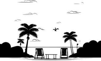 de praia fundo - Preto e branco isolado ícone - vetor ilustração