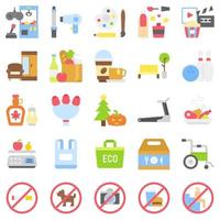 conjunto de ícones relacionados a supermercado e shopping center 5, estilo simples vetor