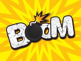 design de boom e explosão de bomba vetor
