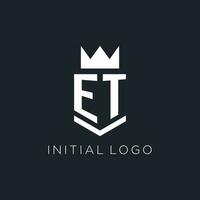 et logotipo com escudo e coroa, inicial monograma logotipo Projeto vetor