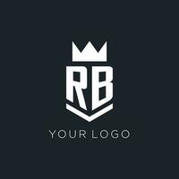 rb logotipo com escudo e coroa, inicial monograma logotipo Projeto vetor