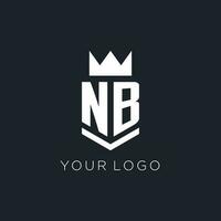 nb logotipo com escudo e coroa, inicial monograma logotipo Projeto vetor