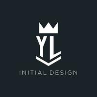 il logotipo com escudo e coroa, inicial monograma logotipo Projeto vetor