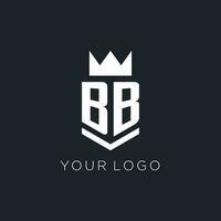 bb logotipo com escudo e coroa, inicial monograma logotipo Projeto vetor