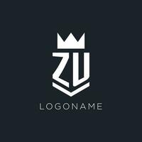 zu logotipo com escudo e coroa, inicial monograma logotipo Projeto vetor