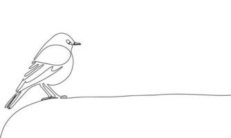 1 linha contínuo pássaro. sentado pássaro linha arte esboço vetor ilustração.