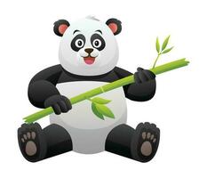 fofa panda segurando bambu desenho animado ilustração vetor