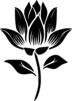 lótus flor - Preto e branco isolado ícone - vetor ilustração