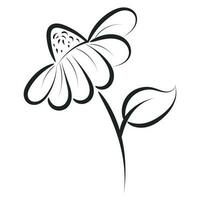 simples esboço com uma flor e sair vetor ilustração esboço mão desenhado para impressão ou usar Como poster, cartão, tatuagem ou t camisa