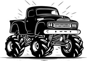 monstro caminhão - Preto e branco isolado ícone - vetor ilustração