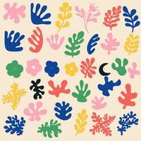 groovy abstrato orgânico plantar formas arte. Matisse floral elementos dentro na moda retro anos 60 Anos 70 estilo. vetor
