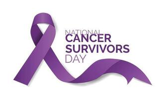 nacional Câncer sobreviventes dia observado cada ano em primeiro domingo dentro Junho .lavanda roxa fitas levantando consciência vetor .