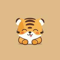 99 - 249 fofo kawaii tigre chibi mascote vetor desenho animado estilo