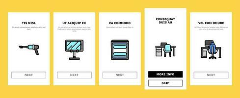 escritório gadget computador o negócio onboarding ícones conjunto vetor