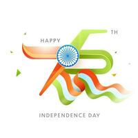 75 anos do indiano independência dia celebração conceito com acenando bandeira e ashka roda. vetor