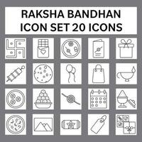 isolado 20 raksha bandhan ícone conjunto dentro linha arte. vetor
