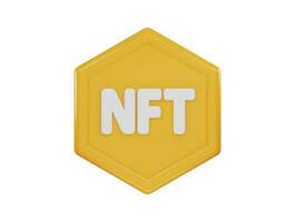 nft blockchain ícone 3d Renderização vetor ilustração