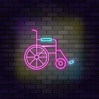ortopedia reabilitação cadeira de rodas ícone tijolo parede e Sombrio fundo. vetor
