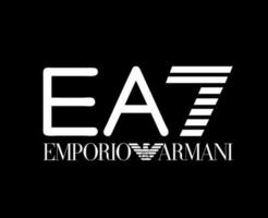 empório Armani ea7 marca logotipo roupas símbolo branco Projeto moda vetor ilustração com Preto fundo