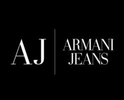 Armani jeans marca roupas símbolo logotipo branco Projeto moda vetor ilustração com Preto fundo