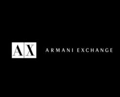 Armani troca marca roupas logotipo símbolo branco Projeto moda vetor ilustração com Preto fundo