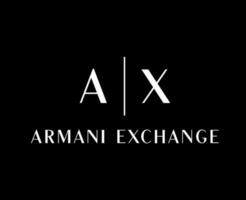 Armani troca marca roupas símbolo logotipo branco Projeto moda vetor ilustração com Preto fundo