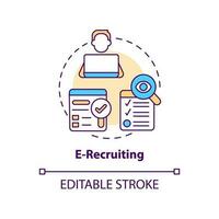 recrutamento eletrônico conceito ícone. virtual hr Serviços. controlo remoto emprego. conectados recrutamento abstrato idéia fino linha ilustração. isolado esboço desenho. editável acidente vascular encefálico vetor