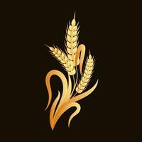 espigas de trigo, centeio, cevada, desenho dourado. elemento de decoração, logotipo, ícone, vetor